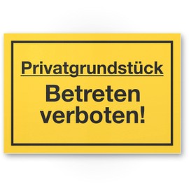 Komma Security Privatgrundstück Betreten verboten Sign 30 x 20 cm Sign Prohibition Sign - Betreten verboten Warning Sign Illegally Enter Deterrence Prevention