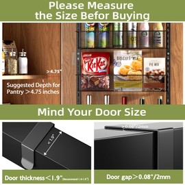 Umomi Over The Door Pantry Organizer, 8-Tier Pantry Door Organizer Shelves, Metal Hanging & Wall Mount Spice Rack Organizer, Pantry Door Organization for Pantry Kitchen Storage Room Spice Rack