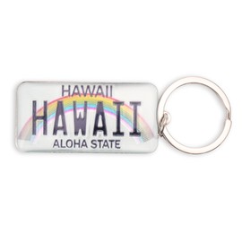 Westmon Works Hawaii Keychain Souvenir Aloha State License Plate Metal Key Ring, Multi, Small