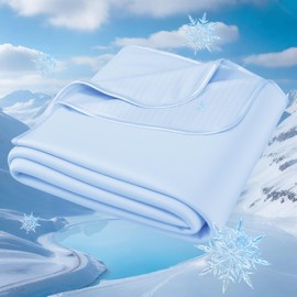 Degrees of Comfort PolarEdge Pro Cooling Blanket King Size, Upgraded Dual-Sided Cooling with Coolmax, Q-MAX >0.4, Moisture-Wicking & Breathable, Summer Blanket for Hot Sleepers, 108 x 90 INCH, Blue