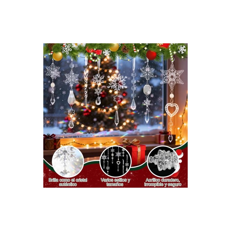 21Pcs Adornos Navideños de Cristal para Decoración de árbol de
