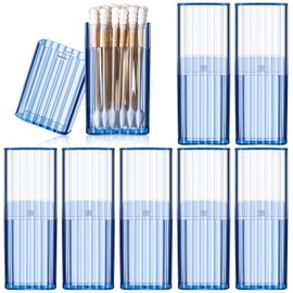 Dandat 8 Pcs Project Storage Case Portable Creative Storage Box Dental Toothpick Holder Floss Qtip Travel Case Transparent Flosser Dispenser Container for Teeth Cleaning Cotton Swab (Blue)