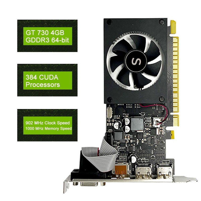 SAPLOS GT 730 4GB Graphics Card, 2 HDMI, DisplayPort, VGA,