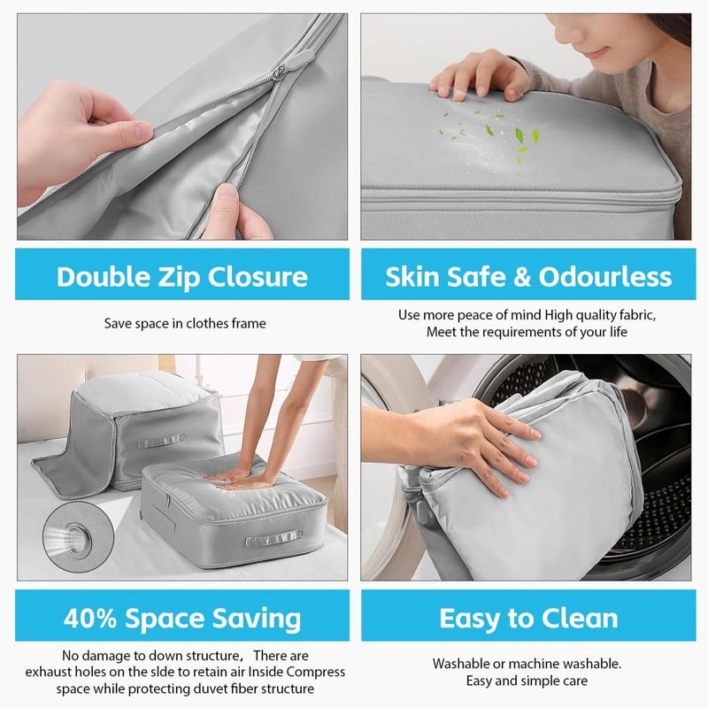 Zjyufy Pack of 3 Ultra Space-Saving Self-Compression Organiser, Space-saving Compressing