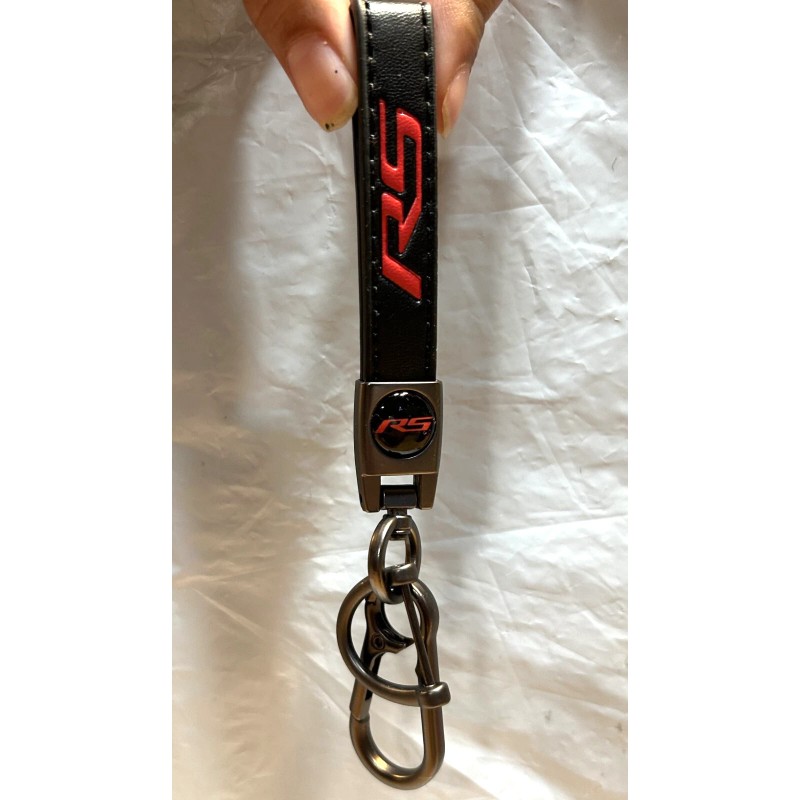 Genuine Leather Car Keychain for Chevy Camaro RS Key Ring