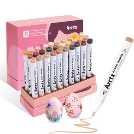 Arrtx 30 Colors Acrylic Paint Pen, Skin Tone Paint Marker Paint Pen Adult Coloring Drawing Brush Chip for Artist Rock Art, Wood, Canvas, DIY Craft Making Art Supplies