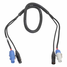 XC-PWC14-DMX03 PProX 3FT Dual 14AWG Powerkon to Dual DMX Combo Link Jumper Cable [XC-PWC14-D...