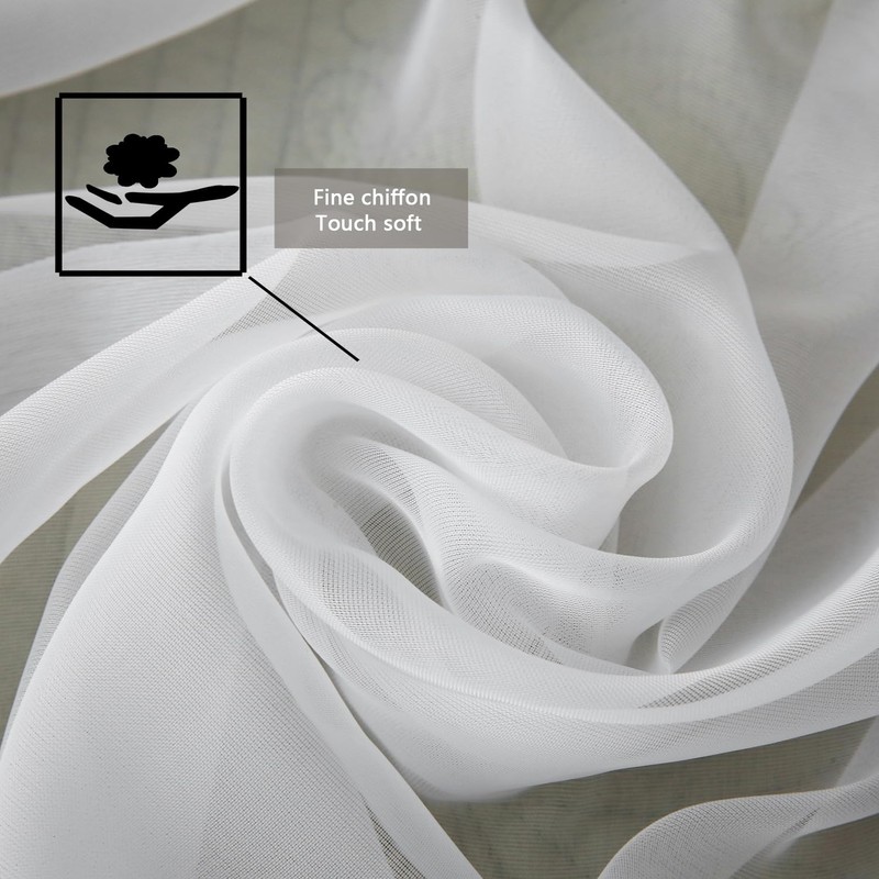 WANFASO Pleated White Sheer Canopy Bed Curtains for Top of