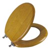 Angel Shield Durable Wood Veneer Natural Toilet Seat Metal Hinged