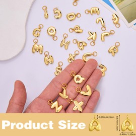 COGCHARGER 26 pcs A-Z Bubble Letter Charms 18K Gold Filled Charms for Jewelry Making Gold Initial Alphabet Charms Pendants for Women Men Necklace Choker Bracelet Making