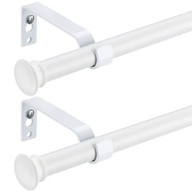 Curtain Rods for Windows 66 to 120inch,2 Pack 5/8 Inch Diameter Small White Curtain Rod Set, Heavy Duty Sectional Adjustable Standard Drapery Rods with Brackets, Matte White