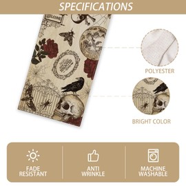 Rvsticty Linen - Camino de mesa retro de Halloween, diseño de calavera gótica para Halloween, decoración de calavera para el día de los muertos, decoración de Halloween y suministros para el hogar,