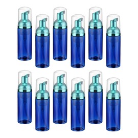 QUARKZMAN 60 ml Empty Foam Pump Bottle, Pack of 12 Travel Foam Soap Dispenser, Empty Refillable Plastic Pump Bottle for Eyelash Shampoo, Hand Soap, Clear Blue