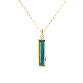 Belinda Jewelz Womens 14K Yellow Gold Pendant Necklace with 15x4mm Natural Malachite Gemstone 18 Inch with 5mm Spring Lock Neck Jewelry Gift for Anniversary Wedding
