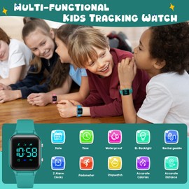 Timever Kids Digital Watches for Boys Girls, Sports Watch with Fitness Tracker, Pedometer, Alarm Clocks, Stopwatch, No App Needed Waterproof Kids Watch, Gift for Teens Student Girls Boys Ages 5-14