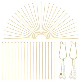 PH PandaHall Jewelry Pins 304 Stainless Steel, 100pcs 35mm/1.3" 24K Gold Plated Flat Head Pins 23 Guage/0.6mm Beading Pin Bendable Wire Pin for Earring Pendant Bracelet Necklace Jewelry DIY Craft