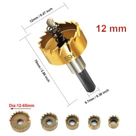 SagaSave 12 mm HSS Bi-Metal Hole Saw, Hole Cutter High-Speed Steel HSS Bi-Metal, Professional Attachment for Metal, Iron, Aluminium, Wood, Drywall, Pipe, Plastic, Fibreboard