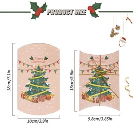 30 Pieces Christmas Pillow Boxes, Small Gift Boxes, Candy Jewellery Box for Christmas Party Favor, Cristmas Gift boxes Come with 30 Pieces 1 Meter Long Gold Gift Bands