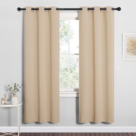 NICETOWN NICETOWN Room Darkening Curtain Panels for Cafe, Thermal Insulated Grommet Room Darkening Draperies/Drapes for Window (Biscotti Beige, 2 Panels, W34 x L72 -inch)