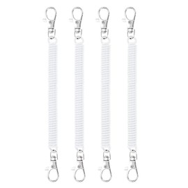 4 Pcs Stretchy Spiral Keyring, Retractable Plastic Keychain Spring Key Holder Anti-Lost Safety Key Ring for Key Wallet Cellphone (Transparent)