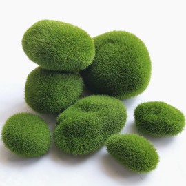 JIHUOO 30 Pcs Small Artificial Moss Rocks Faux Green Moss Rocks Decorative Fake Moss Stones Floral Arrangements Stones Fairy Garden Decorations