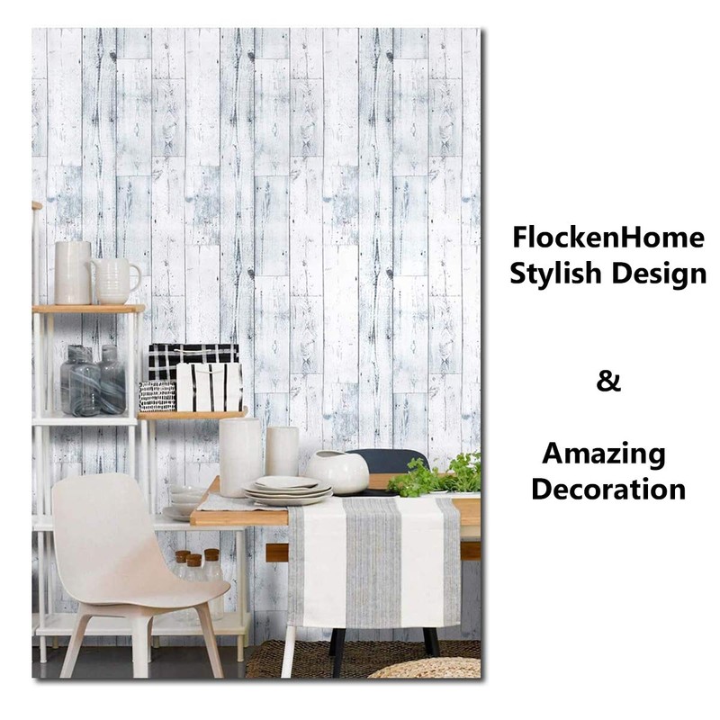 FlockenHome 17.7"x 472" Peel and Stick Wallpaper Self-Adhesive Shiplap Light