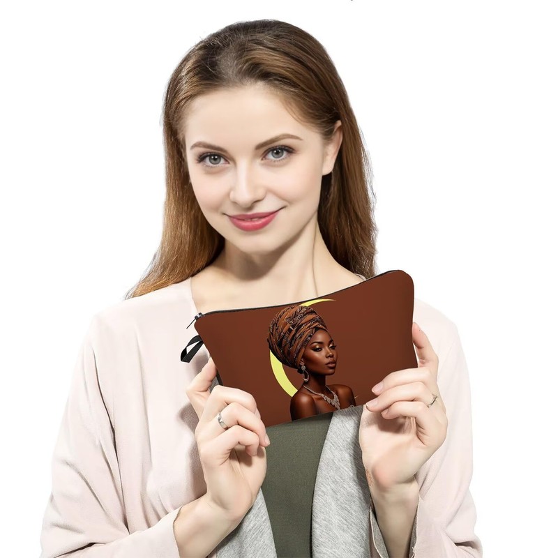 YULUENZE African American Lady Makeup Bag Cute Small Organizer Bag