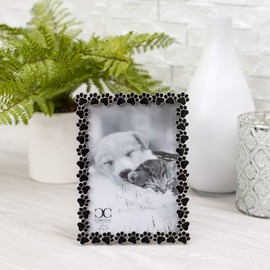 Roman 19237 Caroline Collection Black Frame with Paw Print, Holds 5 x 7-inch Photo, 7.75-inch High