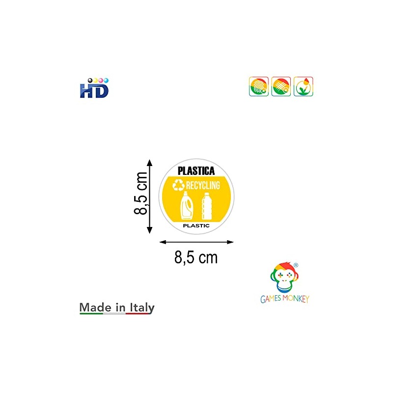 GamesMonkey ® - Stickers for waste separation Circle Recycling Garbage