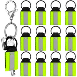12 Pieces Reflective Zipper Pulls Nylon Keychain Tags, Bright Tags for First Aid Bag Backpack Pendant for Kids Adults Dog Collar Zippers Decorations