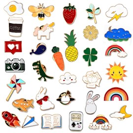 32 Piece Cute Enamel Pin Set, Cartoon Brooch Pins, Decorative Metal Badges for Clothes, Backpacks and Hats