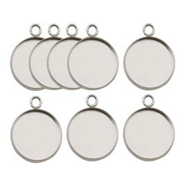 30 Pcs Fit 20mm Stainless Steel Round Blank Bezel Pendant Trays Base Cabochon Settings Charms for Jewelry Making (10166-20mm-30pcs)