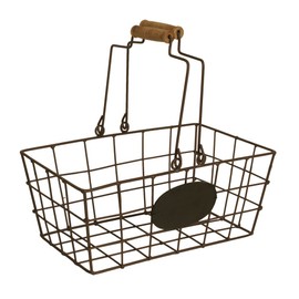 Wald Imports Wire Market Basket with Chalkboard, Small, Brown