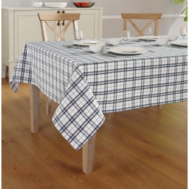 Casa De Lan Dark Grey 100% Ring Spun Cotton Dobby Checks Tablecloth Mitered Stitched | for Kitchen Dining | Decoration | Parties | Weddings | (Rectangle, 60"X104")