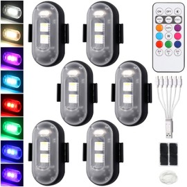 ARefugen 6Pcs Wireless Magnetic Strobe LED Lights with Remote Control, 8 Colors Waterproof Rechargeable Anti-Collision USB Charging, Warning Flashing Lights for Car Bike Motorcycle Camping