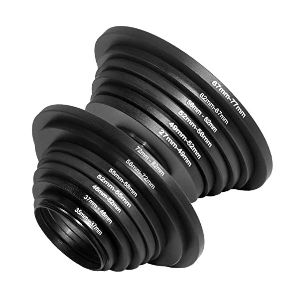 13 Pieces Filter Ring Adapter Set, Camera Lens Filter Metal