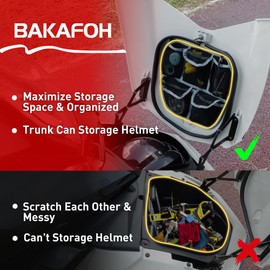 BAKAFOH 5 Mesh Pockets Front Trunk Lid Organizer Frunk Tool Storage Bag for Can Am Spyder F3 F3-L F3-S F3-T 2015-2025 Accessories (Black w/Gray Piping)