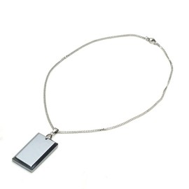 OVER-9 Terahertz Necklace with Chain Square Cut Gemstone Super Far Infrared Health [Neck Circumference Approx. 15.7 inches (40 cm)