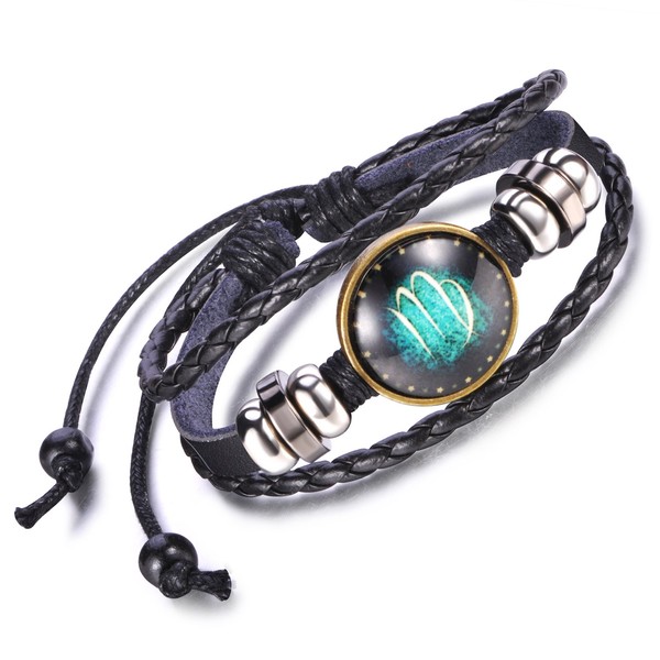Feilok Elegant 12 Constellation Unisex Adjustable Bracelets Alloy Leather Beads