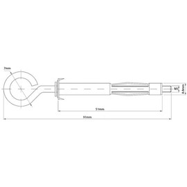 M5 x 50mm Closed Hook Plasterboard Hollow Wall Cavity Wall Anchors Molly (Pack of 10)