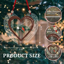 DEARMINE Cardinal Christmas Ornament 2024 - Red Bird Memorial Gift for Loss of Loved Ones (We Are Always With You, Snow)