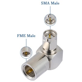 POBADY 2PCS SMA Male to FME Male Right Angle Antenna Adapter 50 Ohm SMA to FME Right Angle High Frequency RF Coaxial Adapter for WiFi Radio Coaxial Cable Antenna Adapter