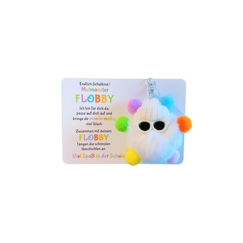 Endlich Schulkind! Mut-Monster FLOBBY, Geschenk Einschulung, Glücksbringer, Mutmacher, Schultüte, Lernhelfer,