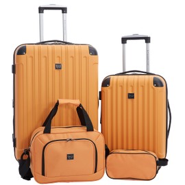 Travelers Club Midtown Hardside Luggage Travel, Butterscotch, 4-Piece Set