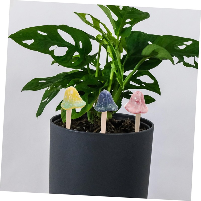 Mipcase 3pcs Ceramic Mushroom Lawn Decor Gradient Outdoor Mushroom Ornament