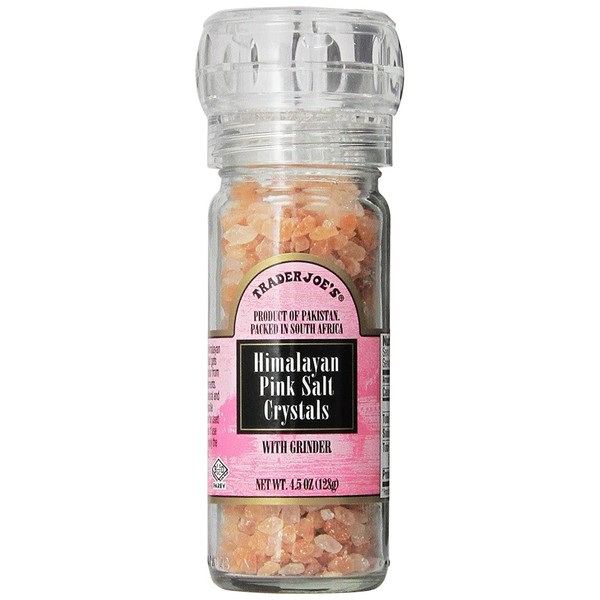 Trader Joe's Himalayan Pink Salt Crystals with Built in Grinder Natural and Pure Use in Any Dish You Would Use Regular Salt - 4.5oz