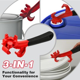 Mellbree 3-in-1 Aluminum Bung Wrench, 9.6in Upgraded 5 Gallon Bucket Opener Tool for 2” and 3/4” Bung Caps, Non-Sprking Heavy Duty Tool for 5-55 Gallon Drums, Home & Industrial Use（Red）