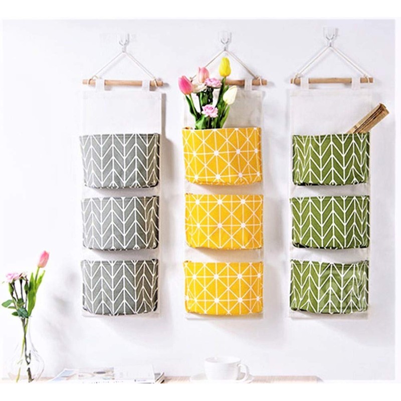 KAHEIGN 3Pcs Wall Hanging Storage Bag, 60 x 20cm Stackable