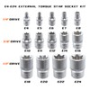 Yuesstloo E-Torx Socket Set, 14 Piece Female E-Torx Star Socket