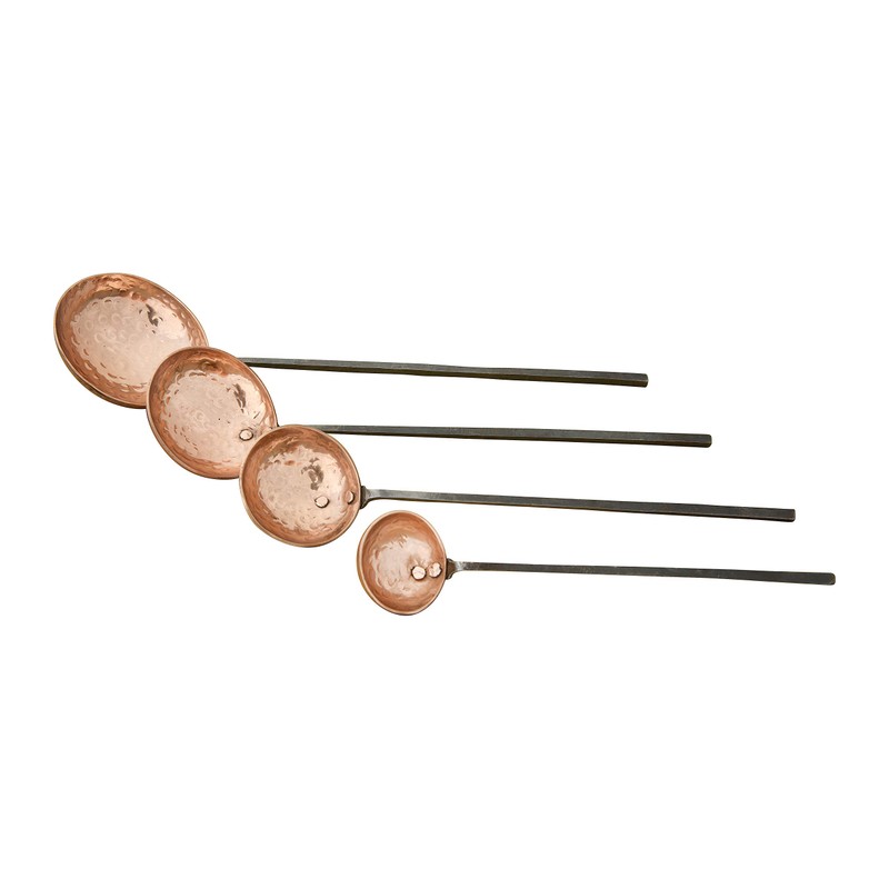 Creative Co-Op Farmhouse Textured Copper Ladles with Metal Handles, Set